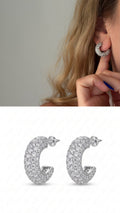 Silver Cz Pave Chunky C Hoop Stud Earrings wholesale jewelry VIP 14K EARRINGS  Catwalk Jewellery Europe