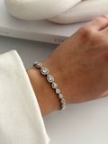 Silver Pear Cut Cz Halo Graduated Link Bracelet wholesale jewelry BRACELETS  Catwalk Jewellery Europe