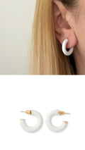 White Enamel Thick C Hoop Earrings wholesale jewelry VIP 14K EARRINGS  Catwalk Jewellery Europe