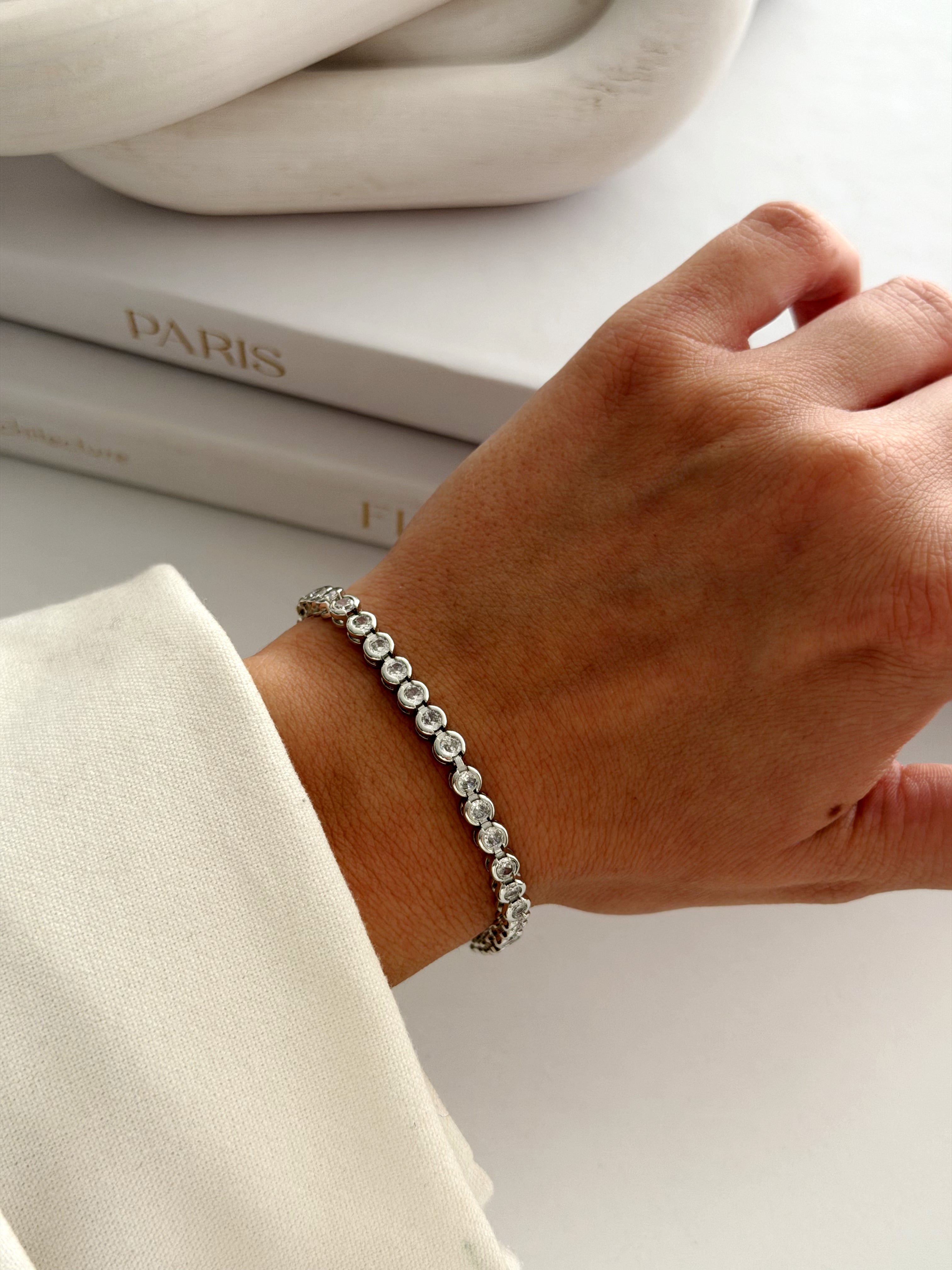 Silver Round Cut Cz Bezel Tennis Bracelet wholesale jewelry BRACELETS  Catwalk Jewellery Europe