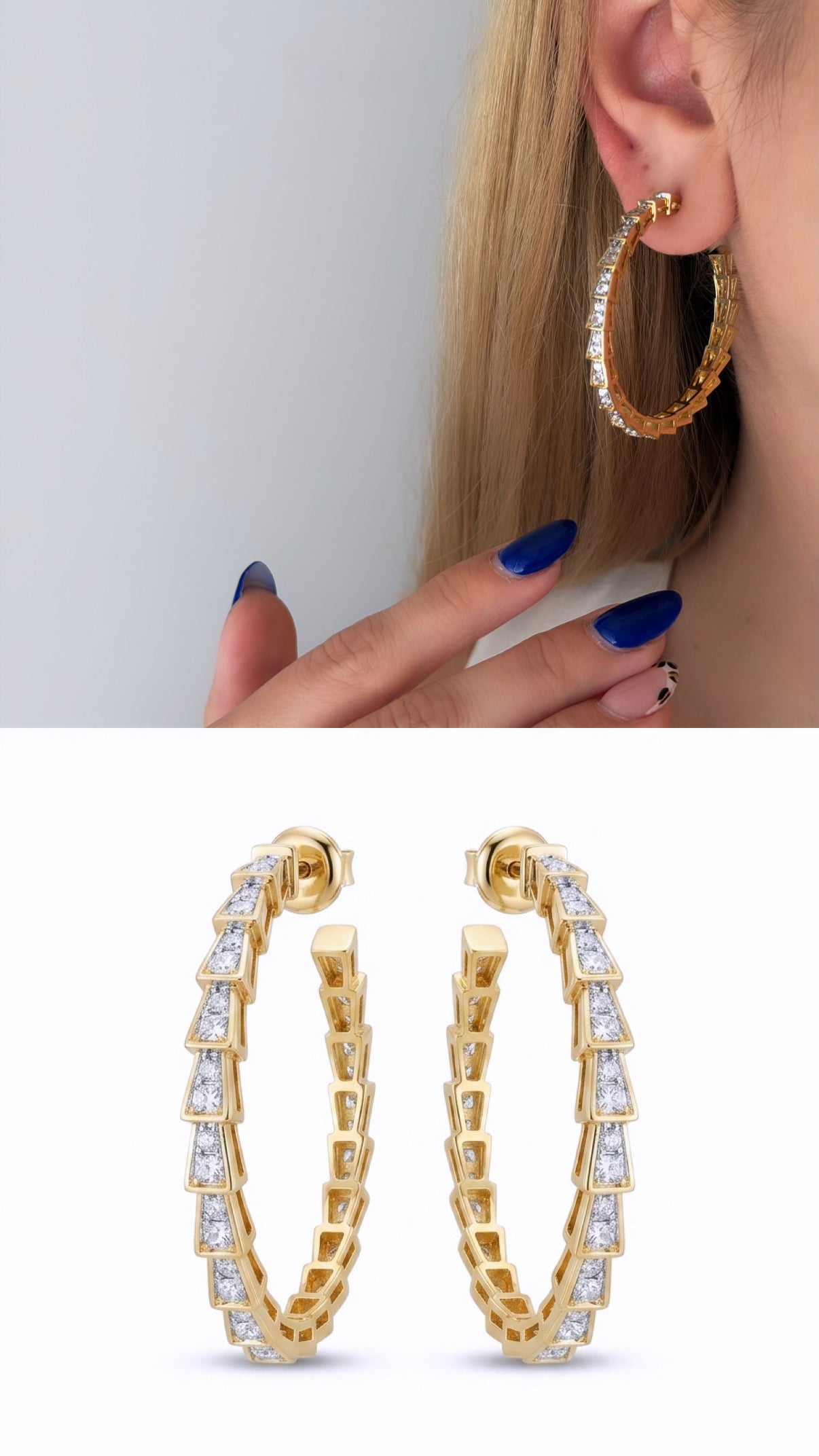 Gold Cz Pave Textured Geometric Block C Hoop Statement Earrings wholesale jewelry VIP 14K EARRINGS  Catwalk Jewellery Europe