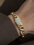 Gold Cz Pave Buckle Clasp Chunky Curb Chain Bracelet wholesale jewelry BRACELETS  Catwalk Jewellery Europe
