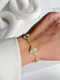 Gold Cz Pave Ribbed Clover Motif Station Bracelet wholesale jewelry BRACELETS  Catwalk Jewellery Europe
