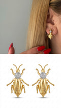 Gold Cz Pave Detailed Insect Bug Stud Earrings wholesale jewelry VIP 14K EARRINGS  Catwalk Jewellery Europe
