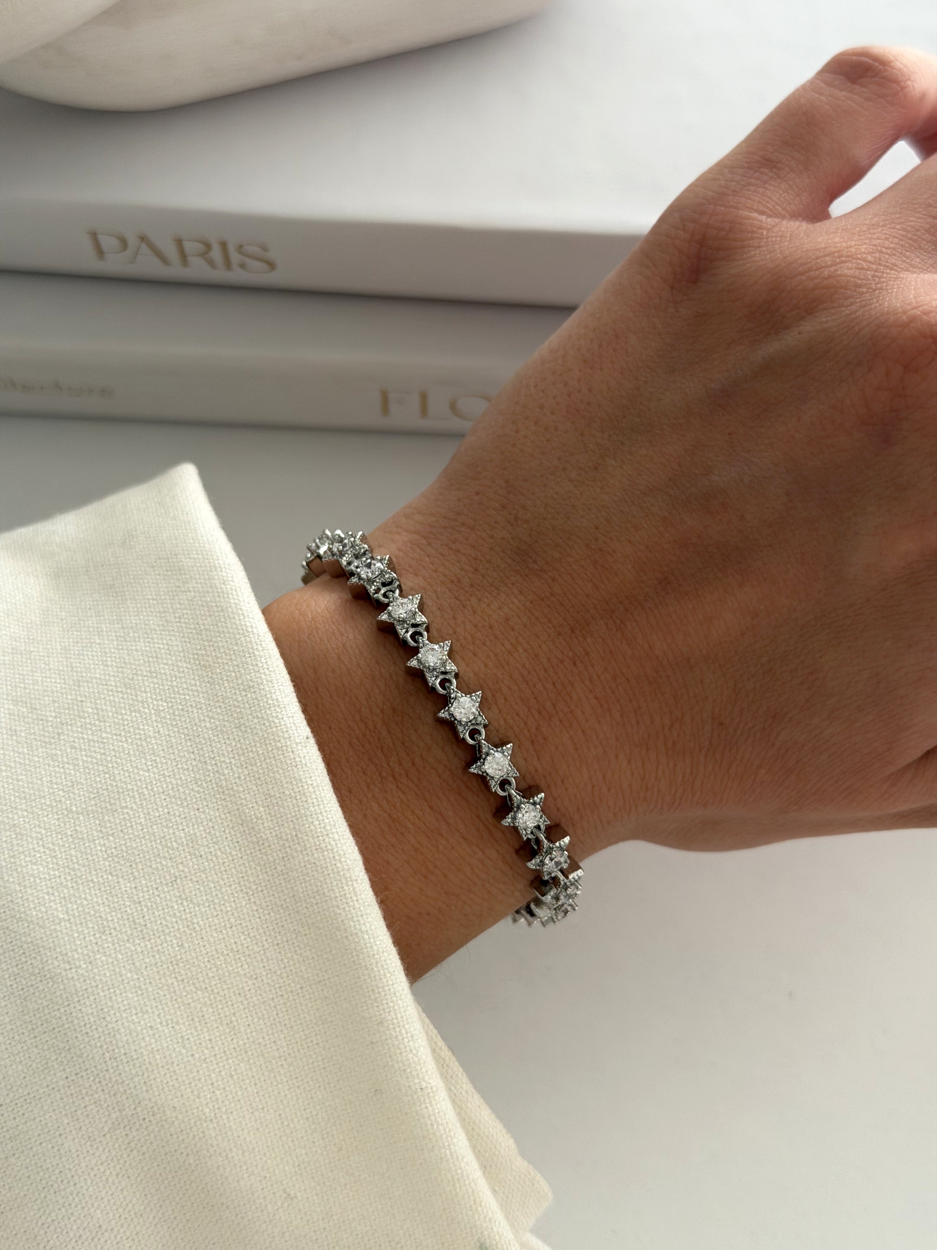 Silver Cz Pave Star Link Tennis Bracelet wholesale jewelry BRACELETS  Catwalk Jewellery Europe
