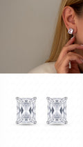 Silver Emerald Cut Cz Prong Set Stud Earrings wholesale jewelry VIP 14K EARRINGS  Catwalk Jewellery Europe