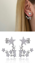 Silver Cz Pave Celestial Star Cluster Ear Jacket Earrings wholesale jewelry VIP 14K EARRINGS  Catwalk Jewellery Europe