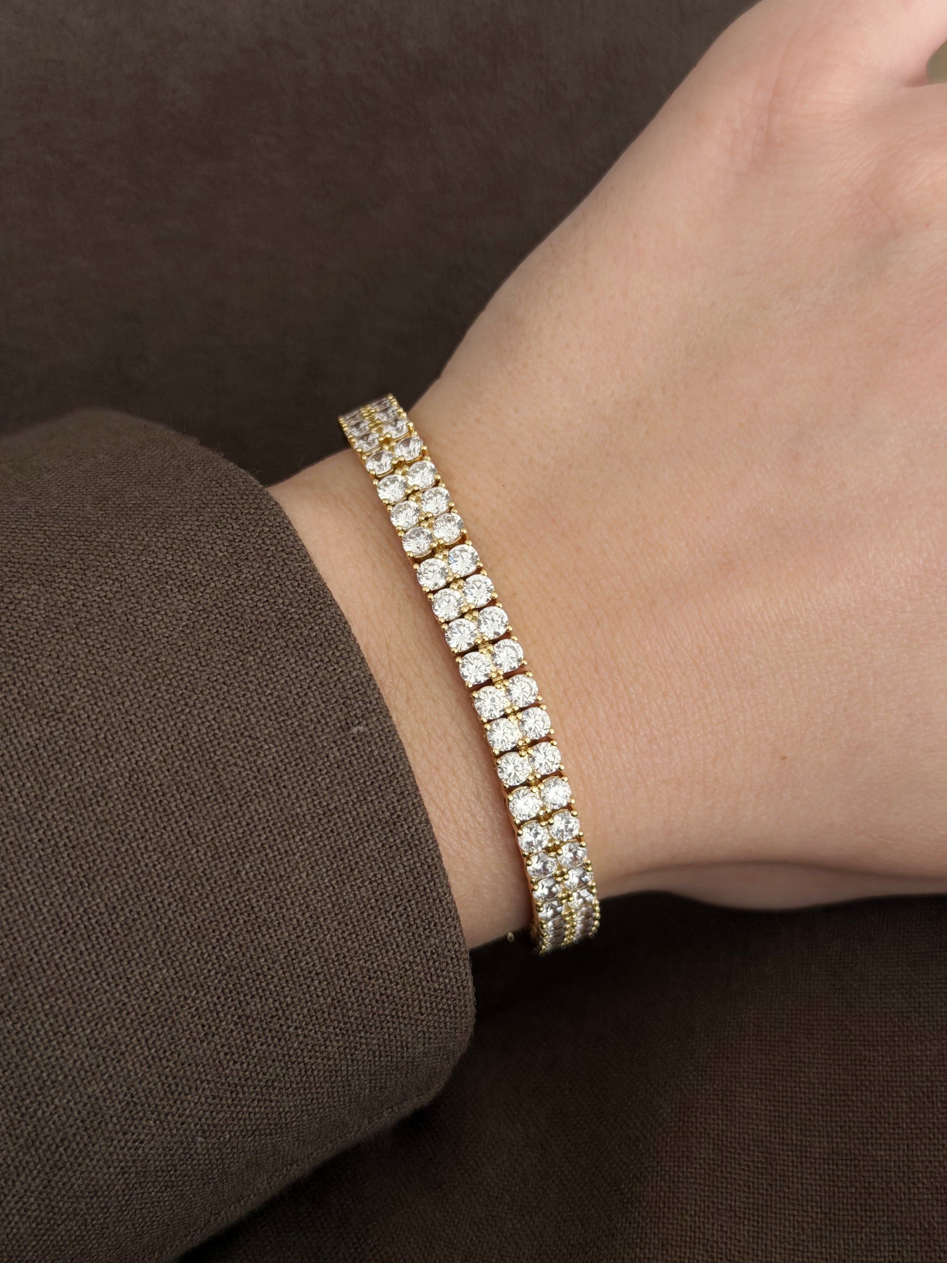 Gold Double Row Round Cz Tennis Bracelet wholesale jewelry BRACELETS  Catwalk Jewellery Europe
