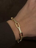 Gold Cz Pave Alternating Elongated Paperclip Link Bracelet wholesale jewelry BRACELETS  Catwalk Jewellery Europe