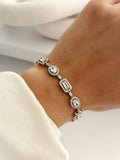 Silver Cz Pave Alternating Oval And Emerald Halo Link Bracelet wholesale jewelry BRACELETS  Catwalk Jewellery Europe