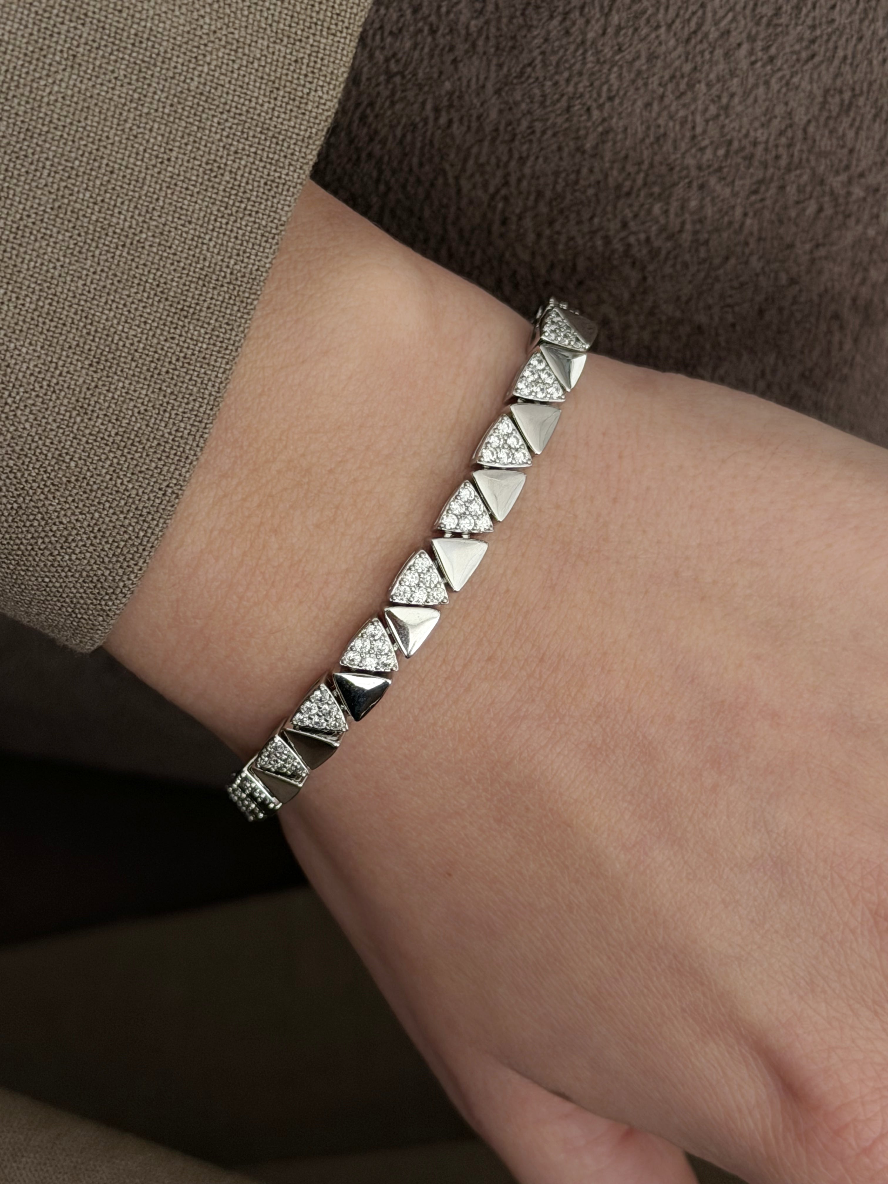 Silver Cz Pave Alternating Triangle Link Bracelet wholesale jewelry BRACELETS  Catwalk Jewellery Europe