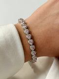 Silver Pink Heart Cut Cz Halo Tennis Bracelet wholesale jewelry BRACELETS  Catwalk Jewellery Europe
