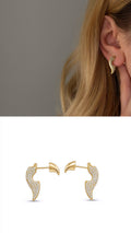 Gold Cz Pave Curved Wave Front To Back Earrings wholesale jewelry VIP 14K EARRINGS  Catwalk Jewellery Europe