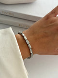 Silver Cz Pave Alternating Rectangle Link Bracelet wholesale jewelry BRACELETS  Catwalk Jewellery Europe