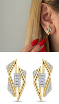 Gold Cz Pave Geometric Cutout Shield Stud Earrings wholesale jewelry VIP 14K EARRINGS  Catwalk Jewellery Europe