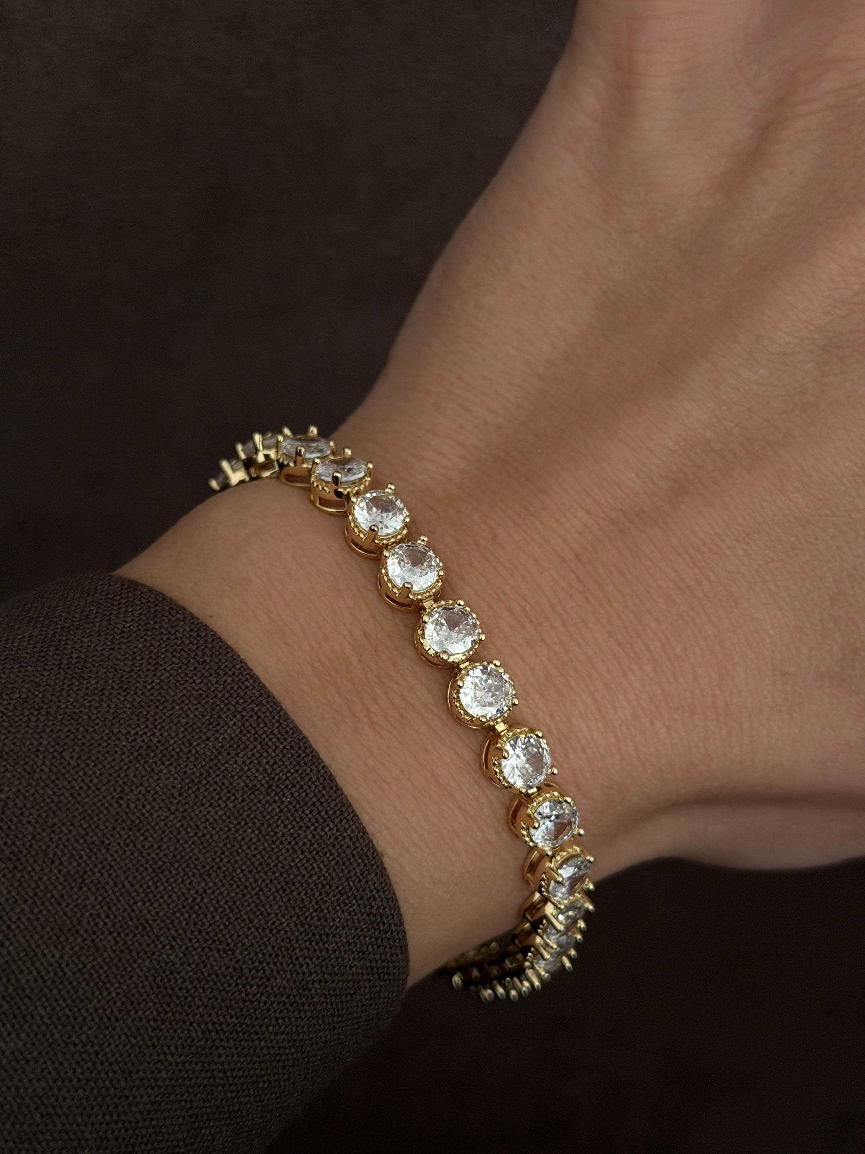Gold Round Cut Cz Bezel Tennis Bracelet wholesale jewelry BRACELETS  Catwalk Jewellery Europe