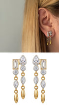 Two Tone Mixed Cut Cz Linear Drop Earrings wholesale jewelry VIP 14K EARRINGS  Catwalk Jewellery Europe