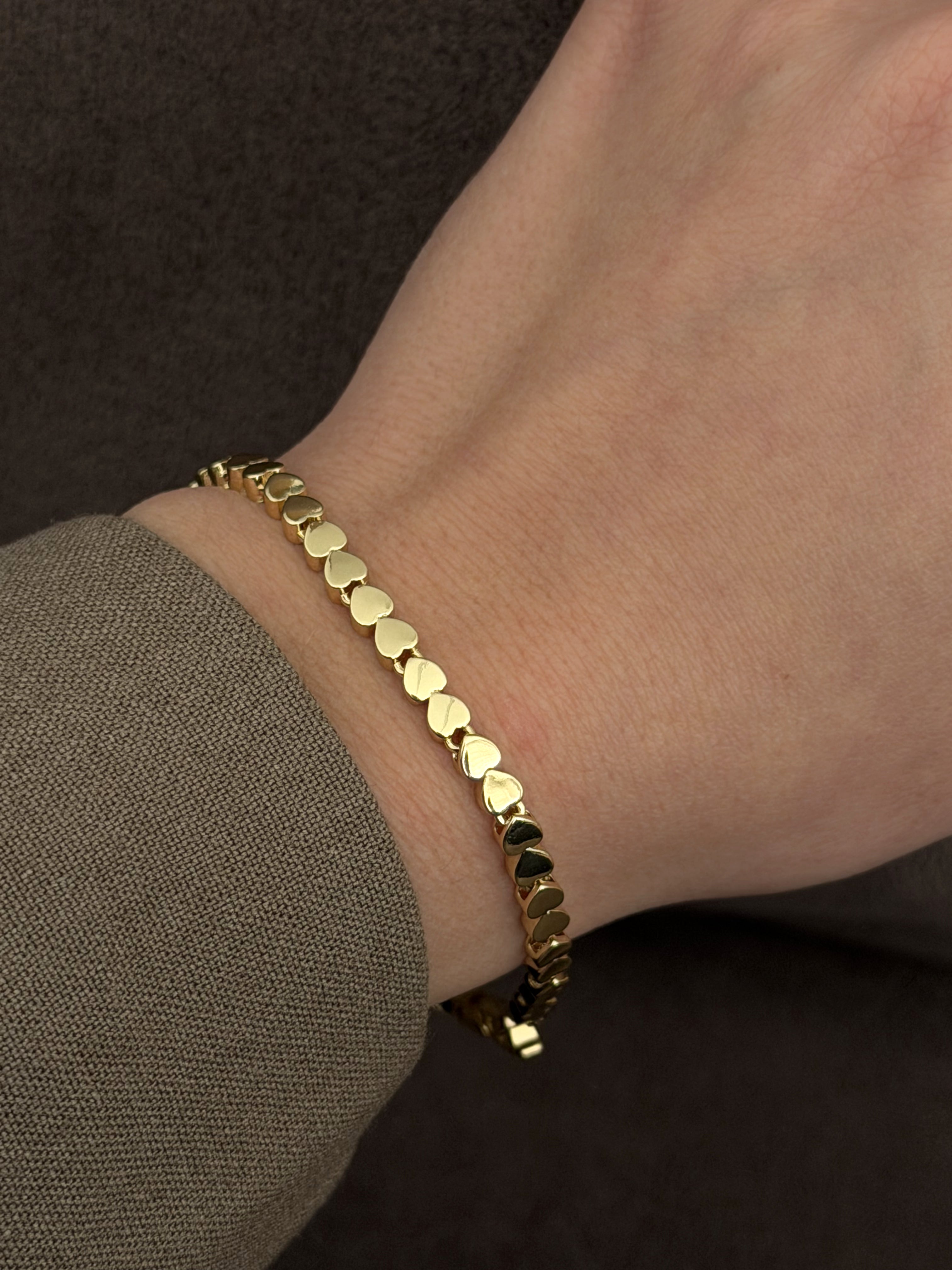 Gold Solid Mini Heart Link Bracelet wholesale jewelry BRACELETS  Catwalk Jewellery Europe