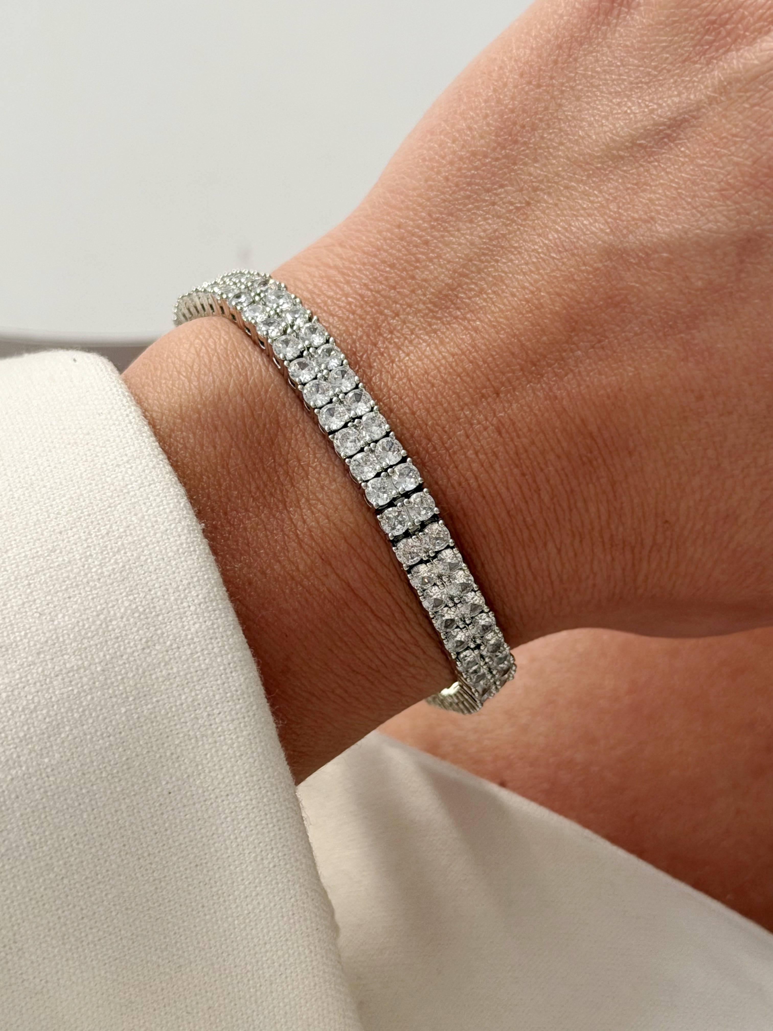 Silver Double Row Cushion Cut Cz Tennis Bracelet wholesale jewelry BRACELETS  Catwalk Jewellery Europe