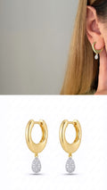 Gold Sun Kissed Chunky Huggie Hoop Cz Pave Teardrop Dangle Curated Maximalism Late Summer Statement Earrings wholesale jewelry VIP 14K EARRINGS  Catwalk Jewellery Europe