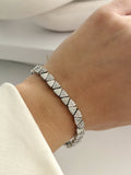 Silver Cz Pave Alternating Triangle Link Bracelet wholesale jewelry BRACELETS  Catwalk Jewellery Europe