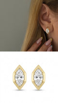 Gold Marquise Cz Ribbed Oval Border Stud Earrings wholesale jewelry VIP 14K EARRINGS  Catwalk Jewellery Europe