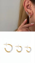 Two Tone Cz Pave Open C Hoop Graduated Set Of 3 wholesale jewelry VIP 14K EARRINGS  Catwalk Jewellery Europe