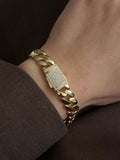 Gold Chunky Curb Chain Bracelet With Cz Pave Buckle Clasp wholesale jewelry BRACELETS  Catwalk Jewellery Europe