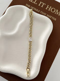 Gold Cz Pave Curb Chain Emerald Cut Center Bracelet wholesale jewelry BRACELETS  Catwalk Jewellery Europe