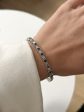 Silver Square Cut Sapphire Blue Cz Halo Tennis Bracelet wholesale jewelry BRACELETS  Catwalk Jewellery Europe