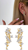 Gold Cz Pave Star Cluster Ear Climber Earrings wholesale jewelry VIP 14K EARRINGS  Catwalk Jewellery Europe