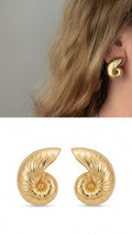 Gold Textured Nautilus Shell Stud Earrings wholesale jewelry VIP 14K EARRINGS  Catwalk Jewellery Europe