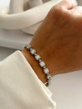 Silver Square Cut Cz Halo Tennis Bracelet wholesale jewelry BRACELETS  Catwalk Jewellery Europe