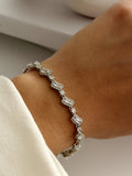 Silver Cz Pave Zigzag Emerald Halo Link Bracelet wholesale jewelry BRACELETS  Catwalk Jewellery Europe