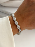 Silver Large Oval Cut Cz Halo Link Bracelet wholesale jewelry BRACELETS  Catwalk Jewellery Europe