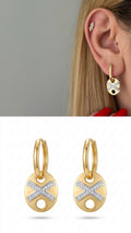 Two Tone Cz X Motif Oval Drop Earrings wholesale jewelry VIP 14K EARRINGS  Catwalk Jewellery Europe