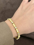 Gold Textured Cylindrical Bar And Baguette Cz Link Bracelet wholesale jewelry BRACELETS  Catwalk Jewellery Europe