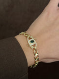 Gold Emerald Green Cz Evil Eye Motif Chunky Link Bracelet wholesale jewelry BRACELETS  Catwalk Jewellery Europe