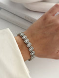 Silver Large Emerald Cut Cz Halo Link Bracelet wholesale jewelry BRACELETS  Catwalk Jewellery Europe