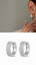 Silver Chunky Power Dressing Hoops Screw Motif Cz Pave Curated Maximalism Statement Earrings wholesale jewelry VIP 14K EARRINGS  Catwalk Jewellery Europe