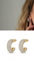 Gold Cz Pave Chunky C Hoop Stud Earrings wholesale jewelry VIP 14K EARRINGS  Catwalk Jewellery Europe