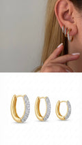 Gold Cz Pave Oval Huggie Hoop Graduated Set Of 3 wholesale jewelry VIP 14K EARRINGS  Catwalk Jewellery Europe