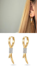 Gold Cz Pave Tied Knot Ribbon Dangle Earrings wholesale jewelry VIP 14K EARRINGS  Catwalk Jewellery Europe