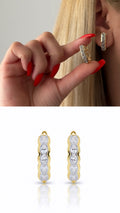 Gold Scalloped Edge Cz Pave Huggie Hoop Earrings wholesale jewelry VIP 14K EARRINGS  Catwalk Jewellery Europe