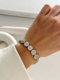 Silver Cz Pave Round Disc Cluster Link Bracelet wholesale jewelry BRACELETS  Catwalk Jewellery Europe