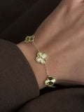 Gold Guilloche Clover Motif Station Bracelet Alternate Angle wholesale jewelry BRACELETS  Catwalk Jewellery Europe