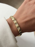 Gold Cz Pave Pyramid Studded Rectangular Link Bracelet wholesale jewelry BRACELETS  Catwalk Jewellery Europe