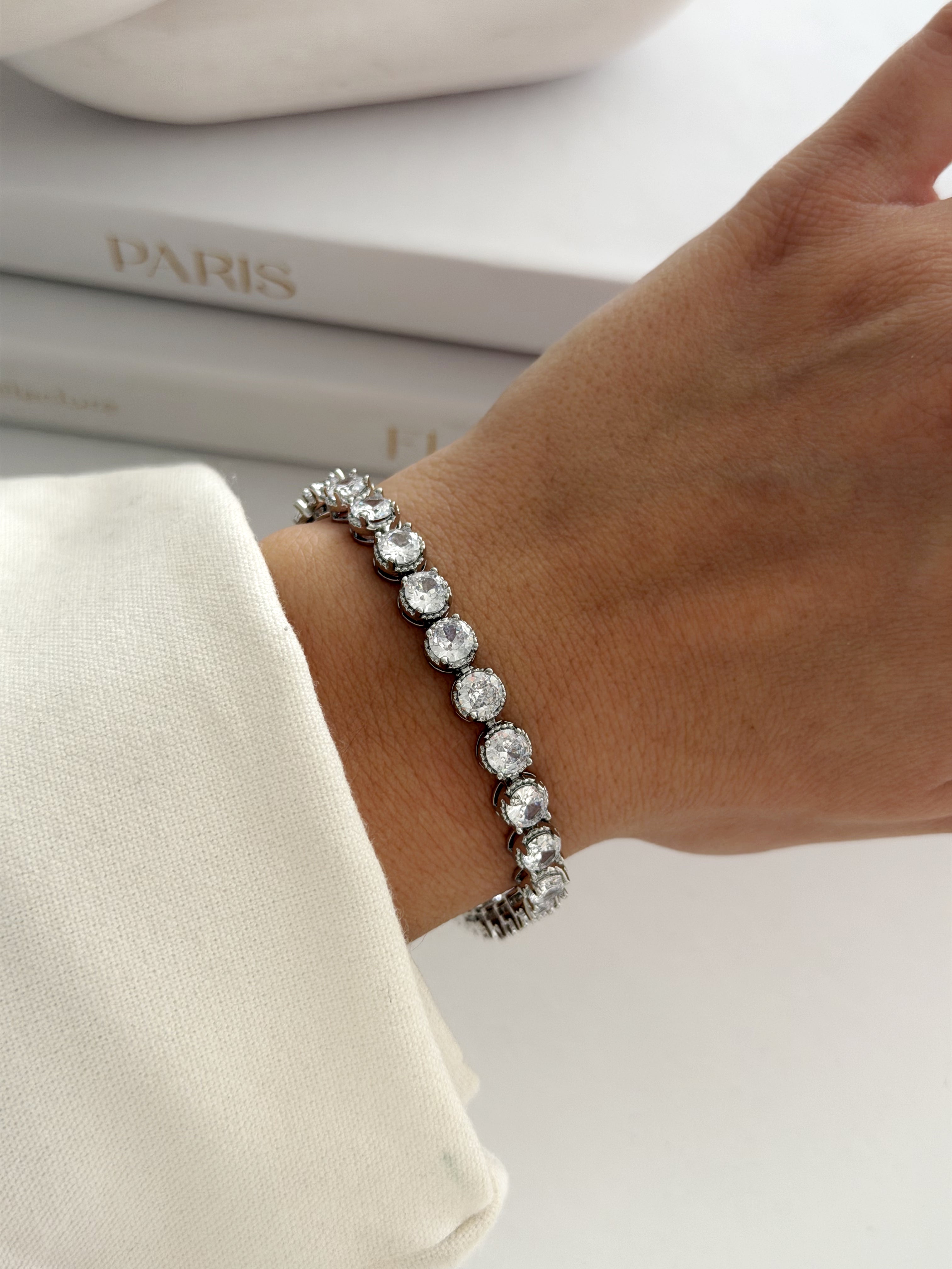 Silver Round Cut Cz Halo Tennis Bracelet wholesale jewelry BRACELETS  Catwalk Jewellery Europe