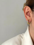 Gold Ribbed Beaded Cz Accent Huggie Hoop Earrings wholesale jewelry VIP 14K EARRINGS  Catwalk Jewellery Europe