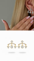 Gold Cz Pave Geometric Triangle Dangle Ear Jacket Earrings wholesale jewelry VIP 14K EARRINGS  Catwalk Jewellery Europe